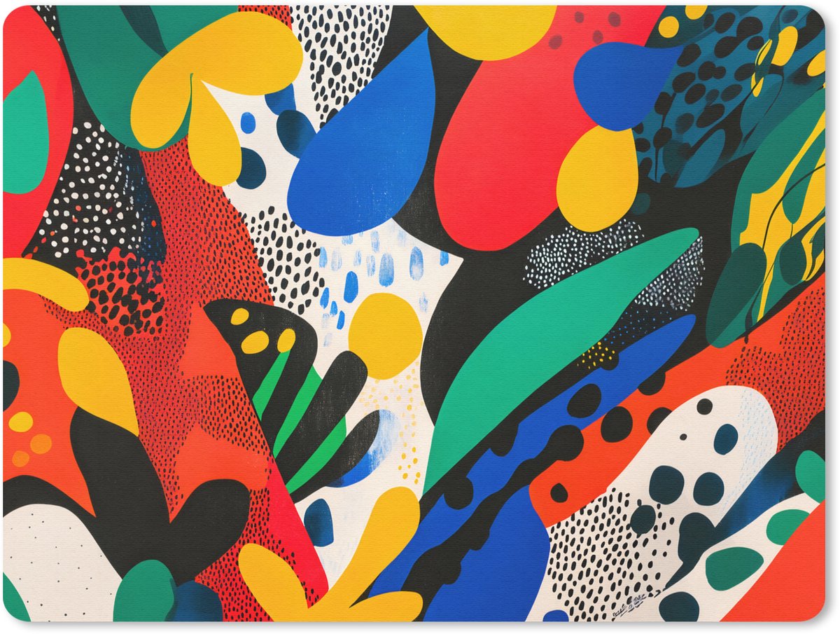 Muismat 23x19 cm - Mousepad Abstract - Planten - Vormen - Kleurrijk - Muismatten