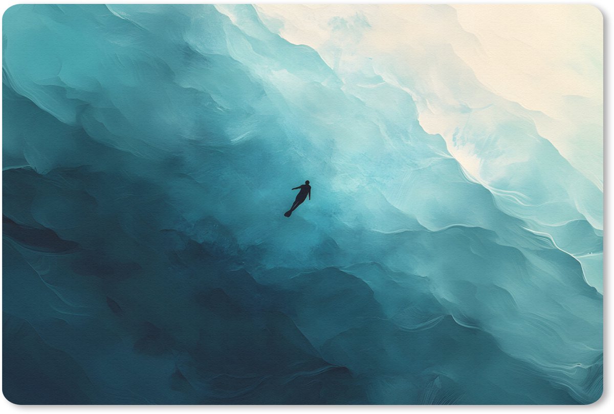 Muismat 27x18 cm - Mousepad Zee - Silhouet - Abstract - Blauw - Muismatten