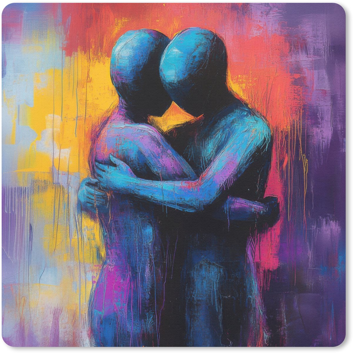 Muismat 30x30 cm - Mousepad Omarmen - Lichamen - Paars - Muismatten