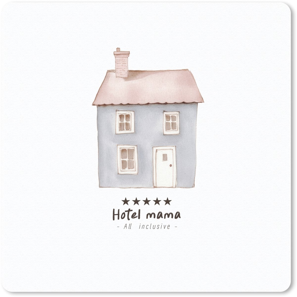 Muismat 20x20 cm - Mousepad Lichtblauw - Huisje - Mama - Tekst - Muismatten