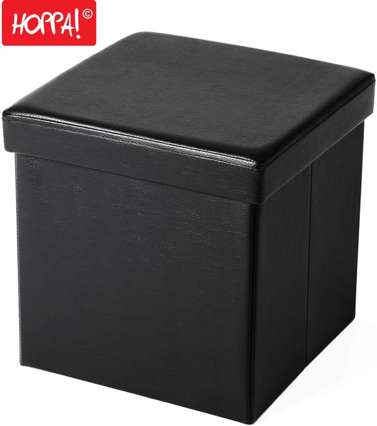 Hoppa! | Chaise avec espace de rangement | Noir | MDF | 39 x 39 x 39 cm (L x P x H)