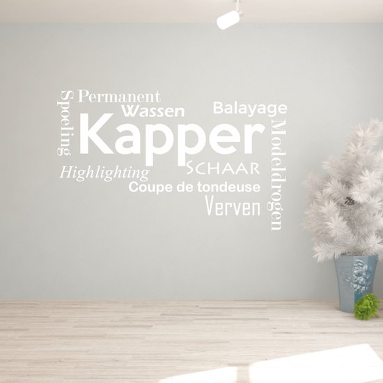 Muursticker coiffeur - gris clair - 160 x 96 cm - wall sticker4sale