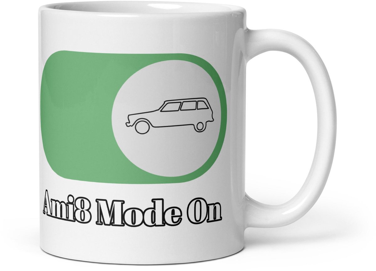 De2pktjes - Relax - Ami8 Mode On Mok (300ml) - Witte Glanzende Mok voor de Echte Citroën liefhebber!