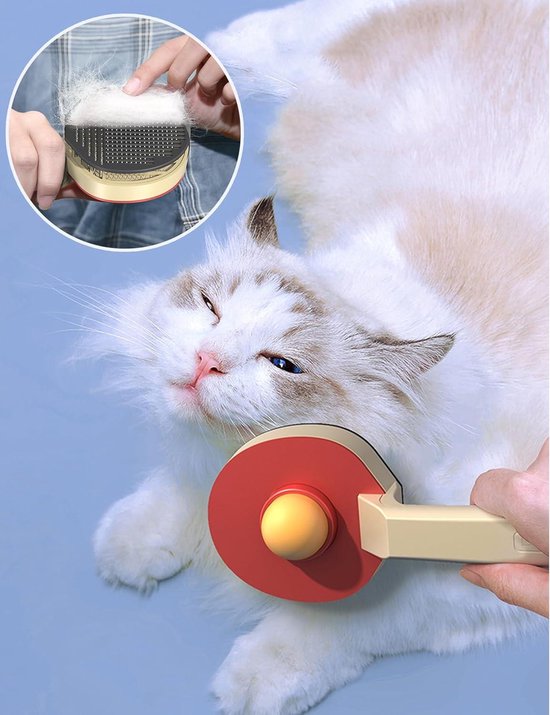 Stoomborstel Voor Katverzorging - Ontworpen Voor Het Afstoten Van Kat Haar Stomende Borstel Met Release Knop Zelfreinigend En Anti Statisch Geschikt Voor Indoor Katten
