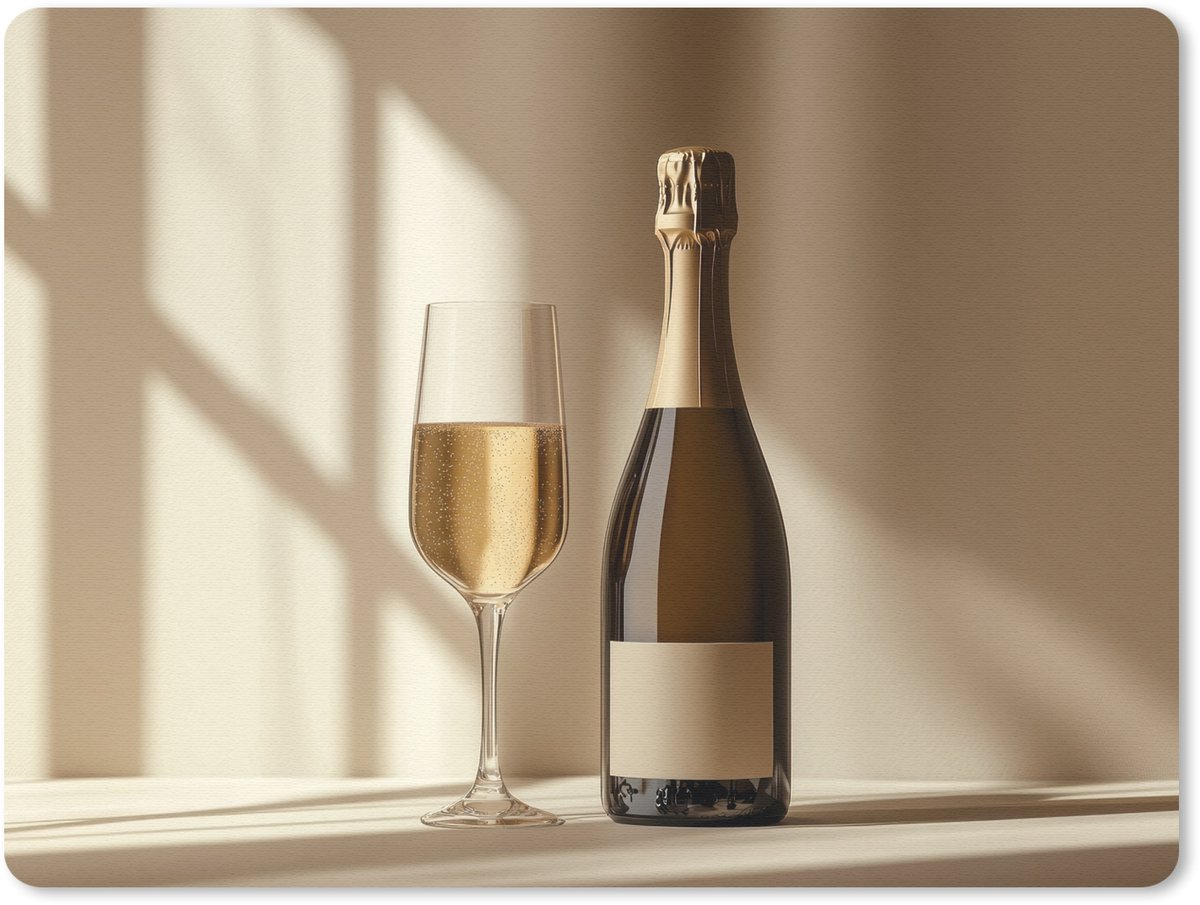 Muismat 23x19 cm - Mousepad Champagne - Beige - Schaduw - Bubbels - Muismatten