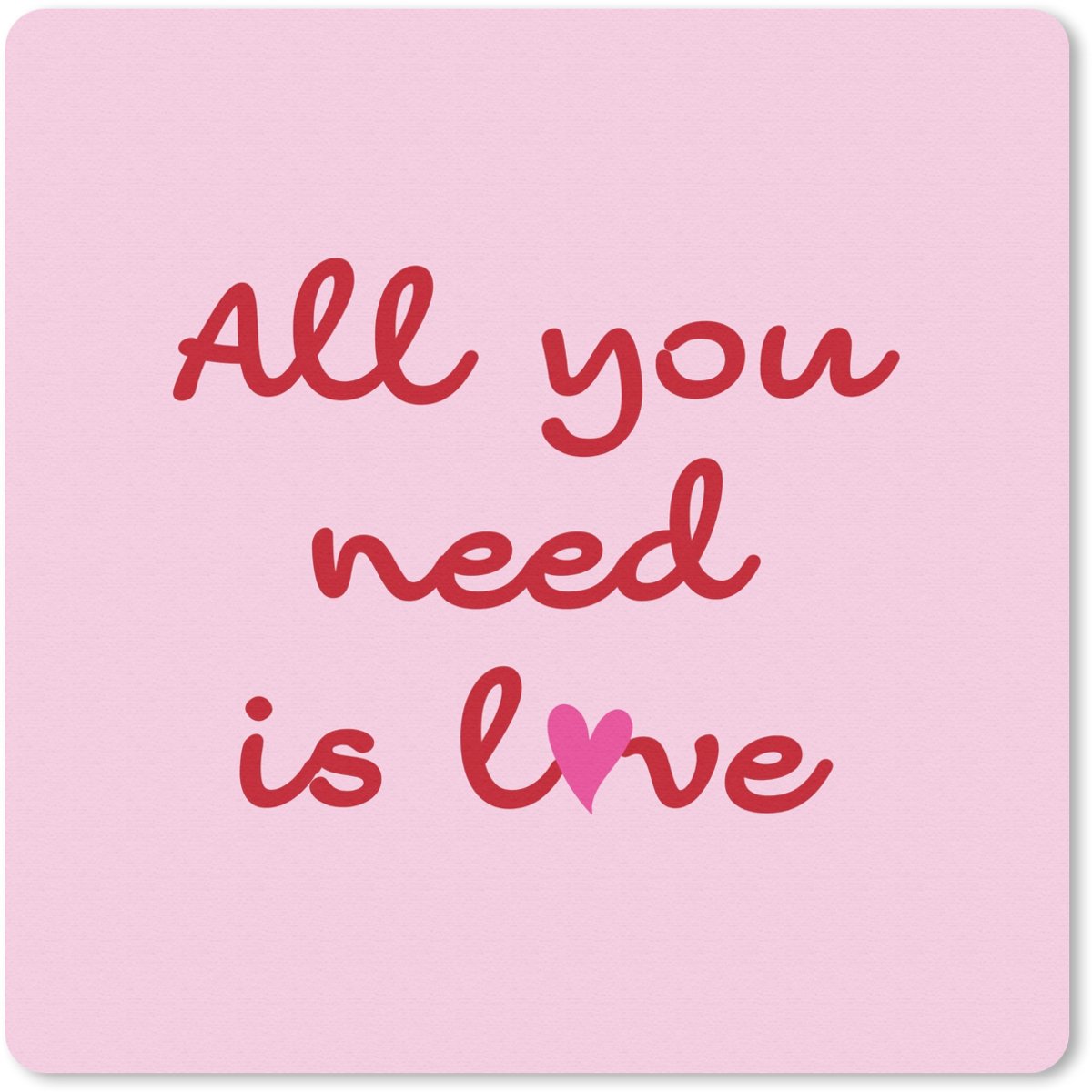 Muismat 20x20 cm - Mousepad Tekst - Roze - Love - Hart - Muismatten