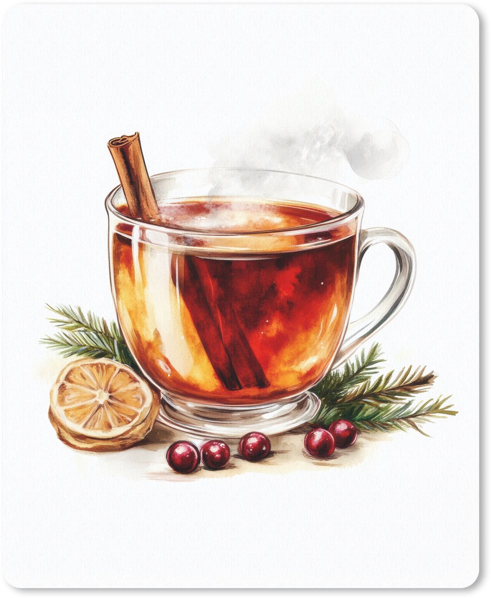 Muismat 19x23 cm - Mousepad Thee - Warm - Winter - Sfeer - Muismatten
