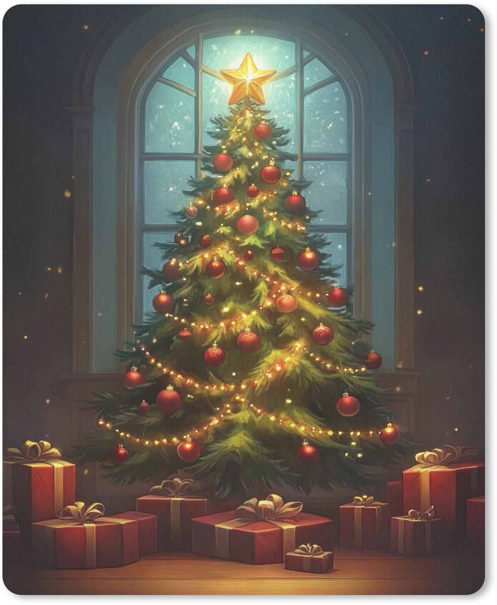 Muismat 19x23 cm - Mousepad Kerstboom - Cadeau - Kerst - Winter - Muismatten