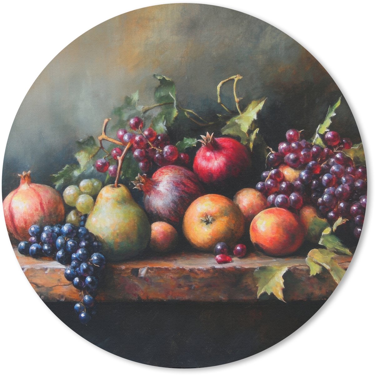 Muismat rond 40x40 cm - Mousepad Rustiek - Stilleven - Fruit - Ronde muismatten
