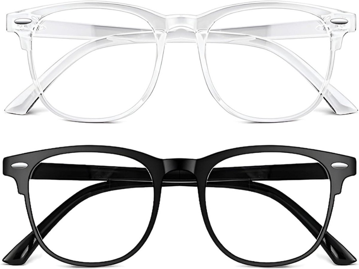 Blauw licht bril zonder sterkte - Blauw Licht Bril - Computerbril - Blue Light Glasses - Blauw Licht Filter Bril - Beeldschermbril - Met Brillendoekje - Unisex - Transparant - Game bril - Bril tegen vermoeide ogen - Bril computer/tv schermen