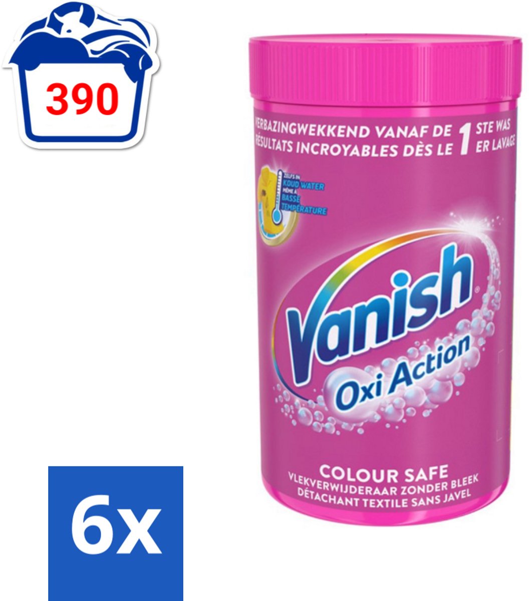 Vanish Oxi Action - Veilige Kleur - Vlekkenverwijderaar Poeder - Zonder Bleek - Gekleurde Was - 1.5 Kg - Voordeelverpakking - 6 stuks