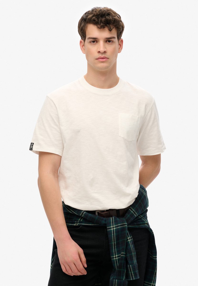 Superdry The Merchant Store T-shirt met borstzak Heren T-shirts Creme