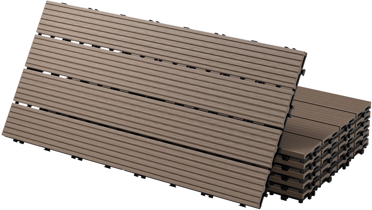Set van 3 WPC vloerpanelen 60x30 donkerbruin