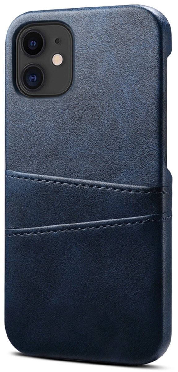 geschikt voor iPhone 14 Pro Max Pashouder Hoesje Leer - Telefoonhoesje van kunstleer met vakjes voor pasjes geschikt voor iPhone 14 Pro Max - Mobiq Leather Snap On Wallet hoesje geschikt voor iPhone 14 Pro Max blauw