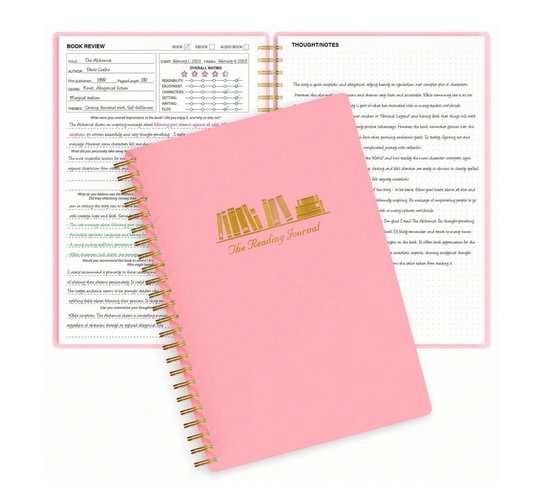 The Reading Journal Roze - Leeslogboek - Boekdagboek - Book Journal - Perfect Cadeau voor Boekenliefhebbers - Sinterklaas of Kerst - Schoencadeaus - Sinterklaascadeaus - Kerstcadeaus