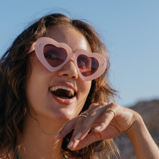 Hartjes zonnebril - Zonnebrillen - Festival bril - Rave bril - Glasses - Roze - Roze glazen van Merkloos — afbeelding 2