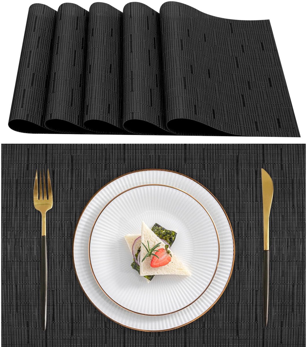 Unyqoos® Set van 6 Luxe Placemats, Hittebestendig en Antislip voor Eettafel en Horeca