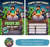 Uitnodiging kinderfeestje - Kinderfeest - Uitnodigingen - Verjaardag - Inclusief enveloppen - Inclusief stickers - Eigen design en print - Wenskaart- Jongens/Meisjes - 16 stuks - A6