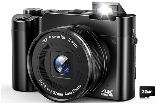 4K digitale camera met camera aan de voor- en achterzijde, 32GB ...