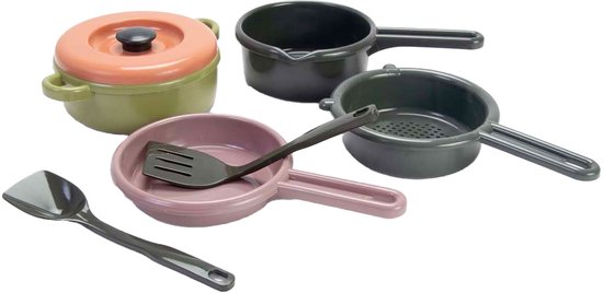 Dantoy Green Bean pannenset speelgoedkeuken 7-delig multicolor.