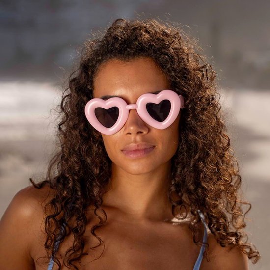 Hartjes zonnebril - Zonnebrillen - Festival bril - Rave bril - Glasses - Roze - Zwarte glazen van The Jewellery Store — afbeelding 2