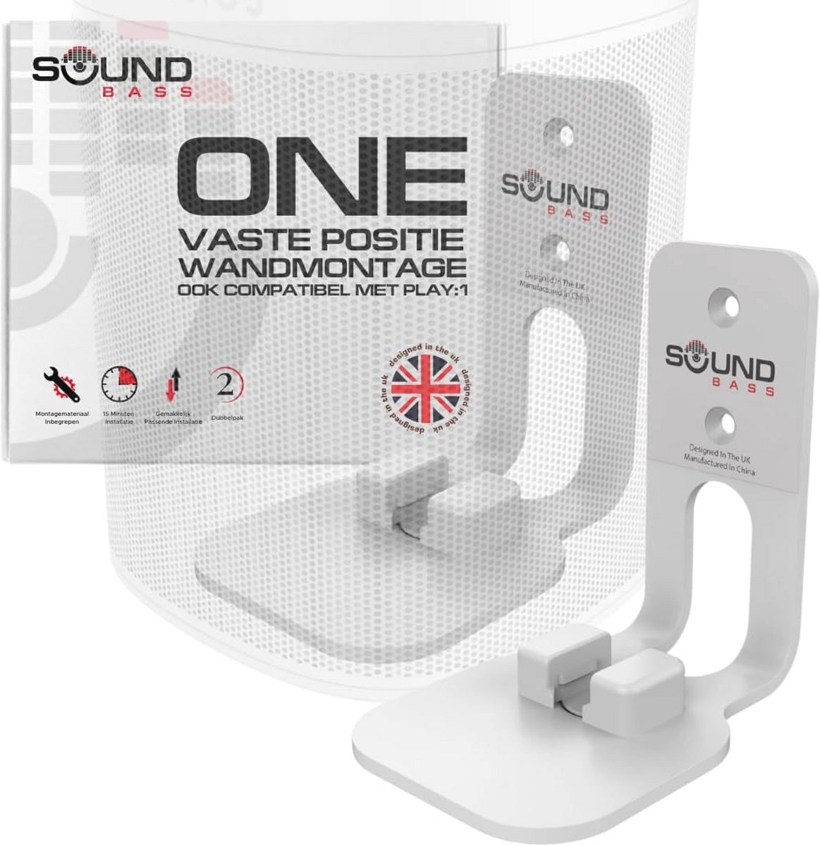 Wandbeugel voor Sonos Speakers - Dubbelpack, Ruimtebesparend Ontwerp, Wit