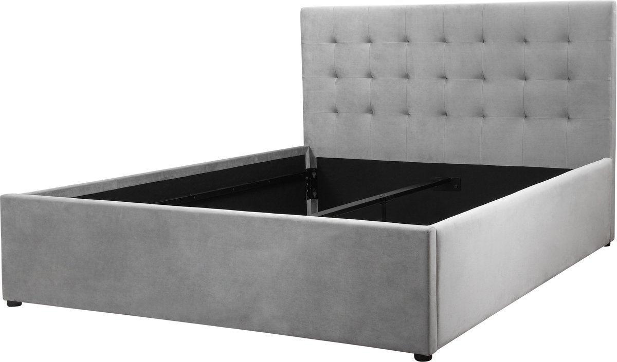 Hamar|Bed 140x200 cm Velvet Lightgrey