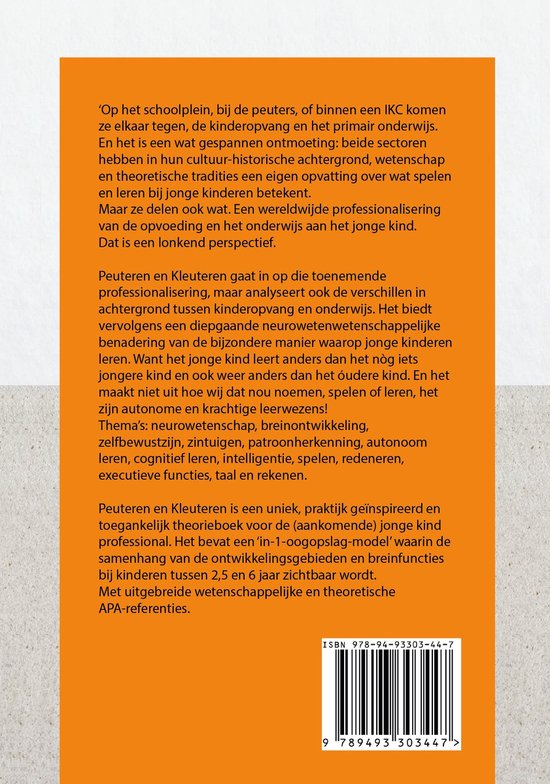 Boek met tekst over peuters en kleuters, en een barcode.