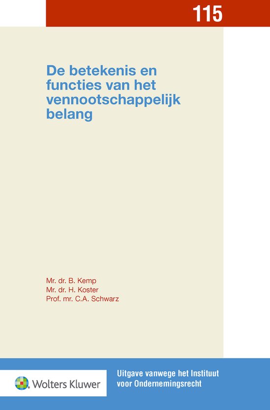 Uitgave vanwege het Instituut voor Ondernemingsrecht 115 - D ... - cover
