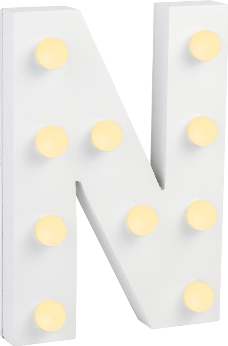 Paper dreams Verlichting | LED Letter | Letter N | Afmeting: 16x11cm Wit