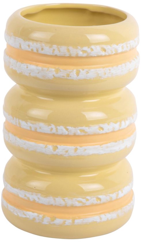 Present Time Vaas Macaron - Zachtgeel - 9.3x9.3x19.5cm - Keramiek - Scandinavisch - Bloemenvaas - Woondecoratie - Decoratieve vaas voor woonkamer of slaapkamer