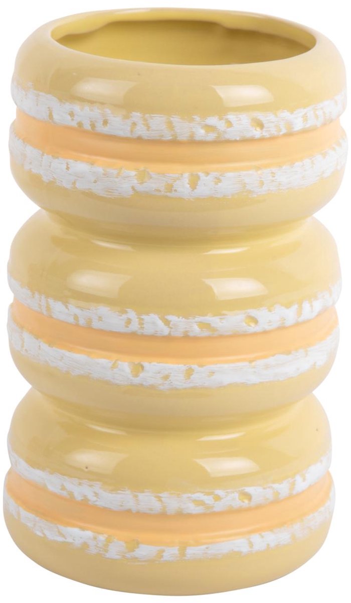 Present Time Vaas Macaron - Zachtgeel - 9.3x9.3x19.5cm - Keramiek - Scandinavisch - Bloemenvaas - Woondecoratie - Decoratieve vaas voor woonkamer of slaapkamer