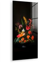 MuchoWow® Glasschilderij 60x120 cm - Schilderij acrylglas - Schaal - Boeket - Bloemen - Foto op glas - Muurdecoratie woonkamer - Wanddecoratie slaapkamer - Schilderijen