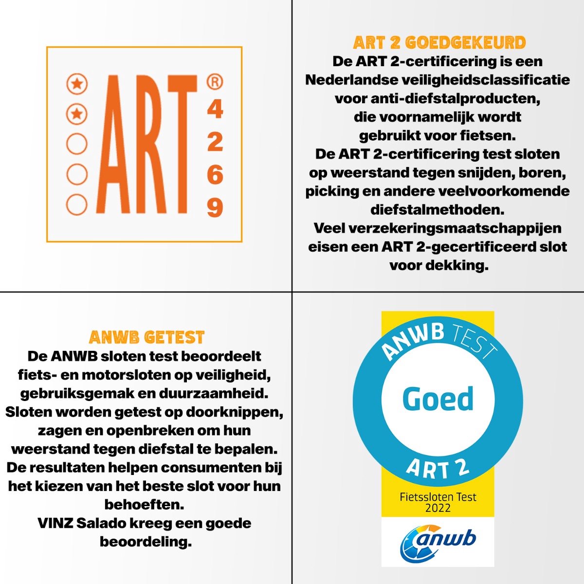 VINZ Salado ART 2 Fietsslot 200 cm - ANWB Slotentest: GOED - Lang ART 2 Sterren Kettingslot vr Verzekering Elektrische Fietsen, Bakfietsen, E-bikes & Fatbike Slot - 3 Sleutels thumbnail 4