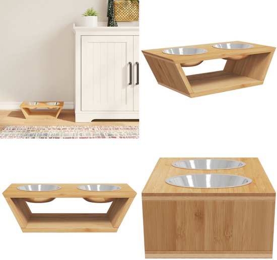 Hondenvoerbak Set Vuku Double Buffet wit
