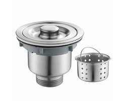 Keukengoot steenfilter - Antiverstopping - Afvoerplug - Wastafelafvoerfilter - Haaropvangbak - Gootsteen accessoires - Afvoerplug - Filtera fvoerset - Keuken waterpijp - Met handmandje en adapter - Zilver