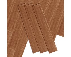 PVC-vloeren, vinylvloeren, zelfklevend, PVC laminaat zelfklevend set van 18, 2,51 m², houtnerf, vloertegels met houtlook, vinyl plaktegels, waterdicht, antislip, voor keuken, woonkamer, balkon (mat houtbruin)