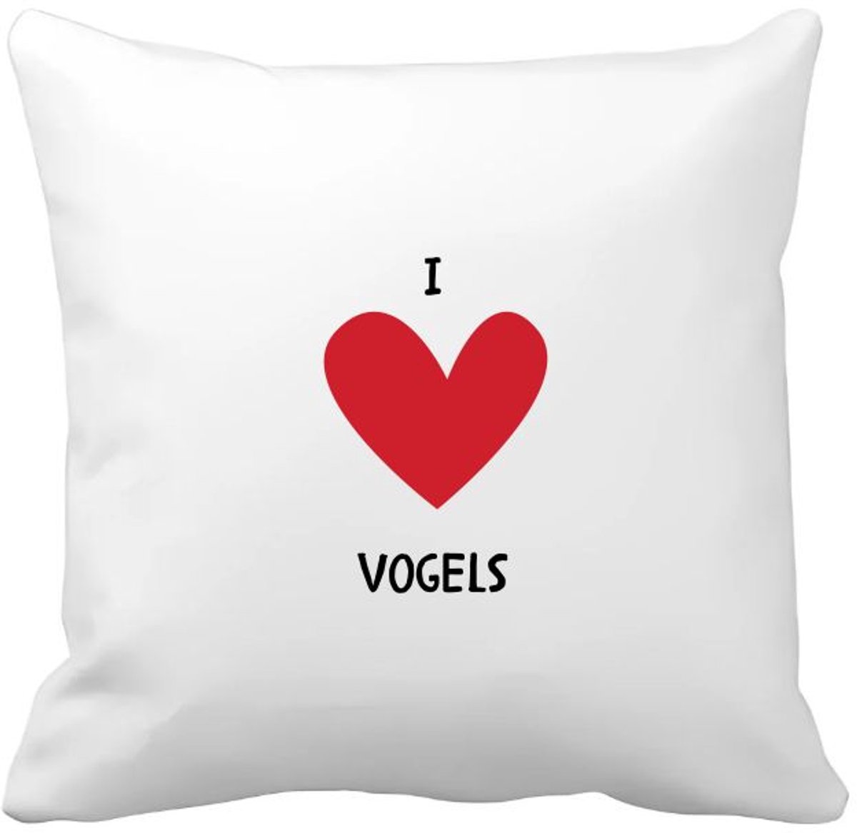 Akyol ik hou van vogels Kussen hoes - Vogels - vogel liefhebbers - vogelspotters - dieren liefhebbers - hartje - 40 bij 40 cm Multicolor