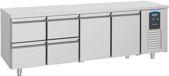 Combisteel Koelwerkbank - ENERGY LINE - Energiezuinig - 632L - 2 Deuren + 4 Laden 1/1 GN - -2°C/+8°C - Geforceerd - 2330x700x850mm