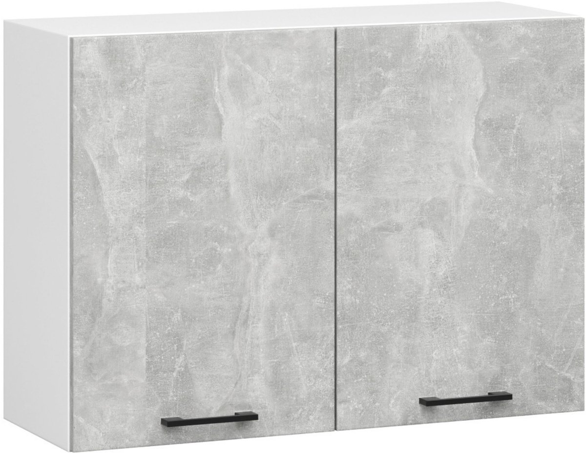 Akord Keukenkast modulaire OLIWIA W80 H580 met 2 Deuren / Hangkast / Bovenkast / AKORD Furniture Factory / Wit – Beton Grijs / 80 x 58 x 30 cm