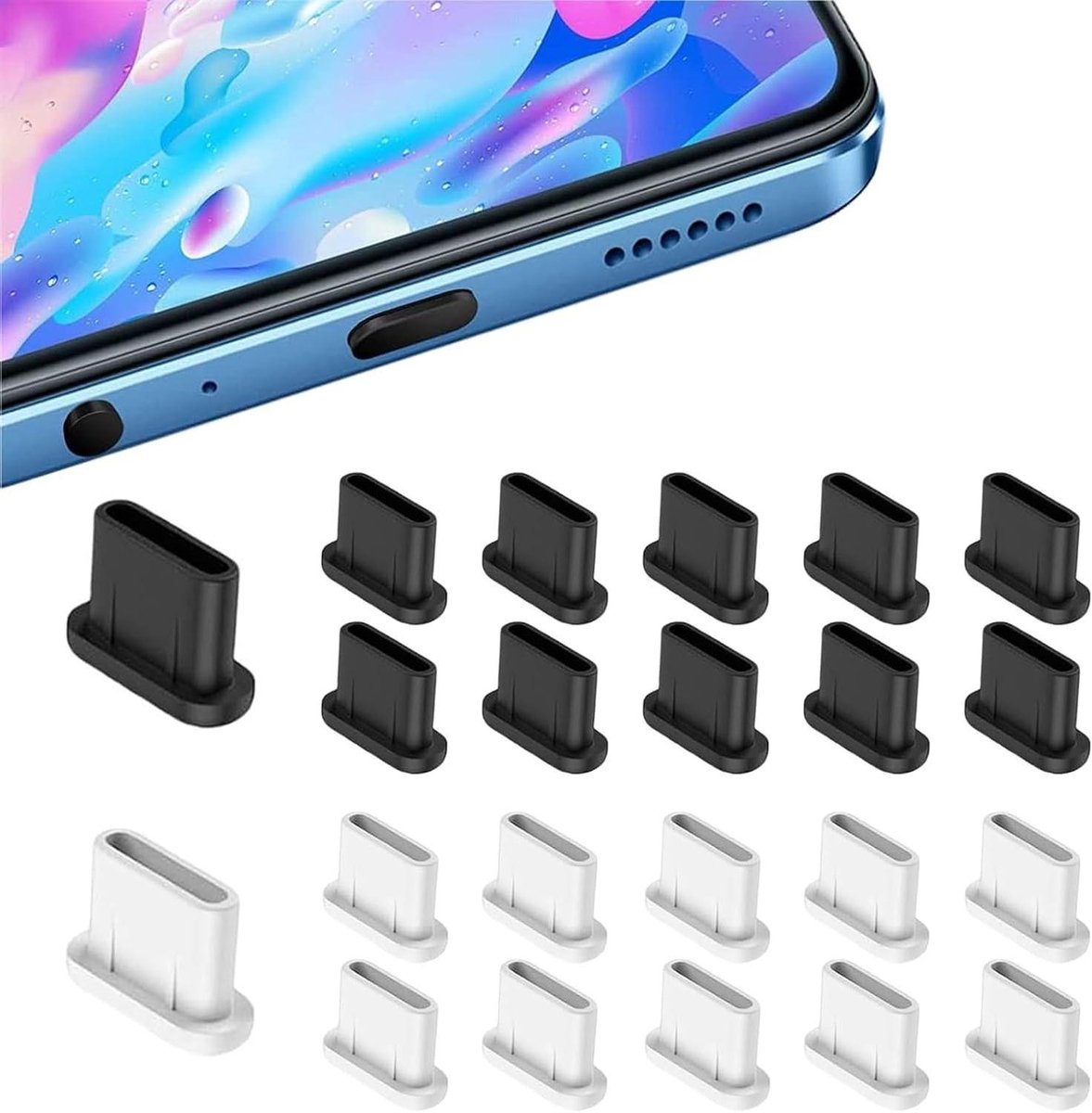 USB C-stofbescherming - Beschermkap voor Oplaadcontact - Compatibel met Type C Mobiele Telefoons en Tablets
