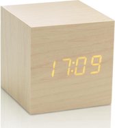 Gingko Cube click clock Alarmklok - Esdoorn/LED Oranje