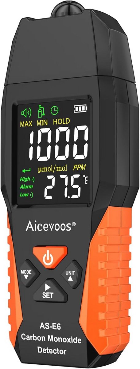 Koolmonoxidedetector met Hoorbaar en Visueel Alarm voor Thuis, Auto, Camping en Reizen