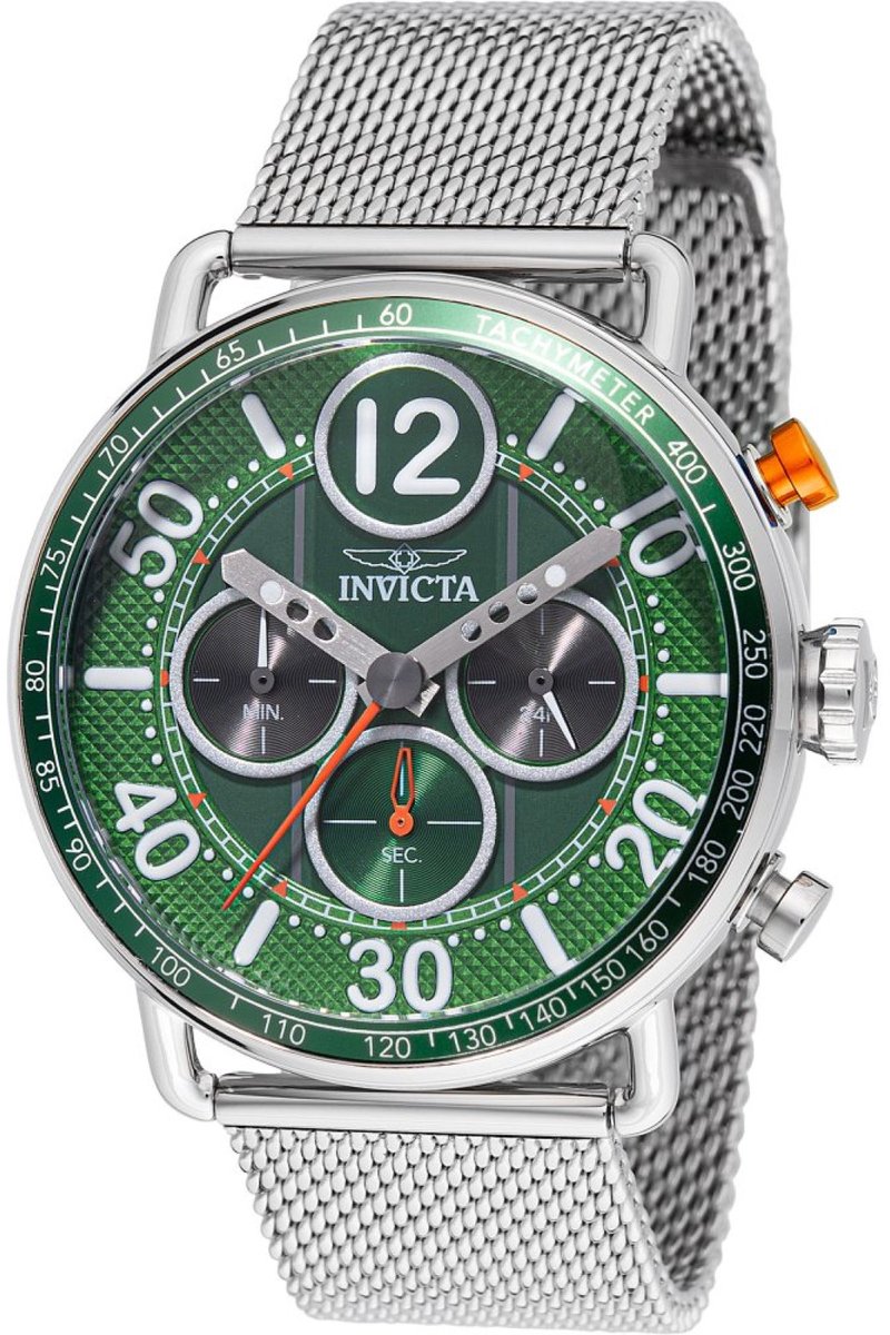 Invicta Speedway 49373 Heren Horloge - Waterdicht - Analoog - Quartz Uurwerk - Roestvrij Staal met groene Wijzerplaat - 44mm