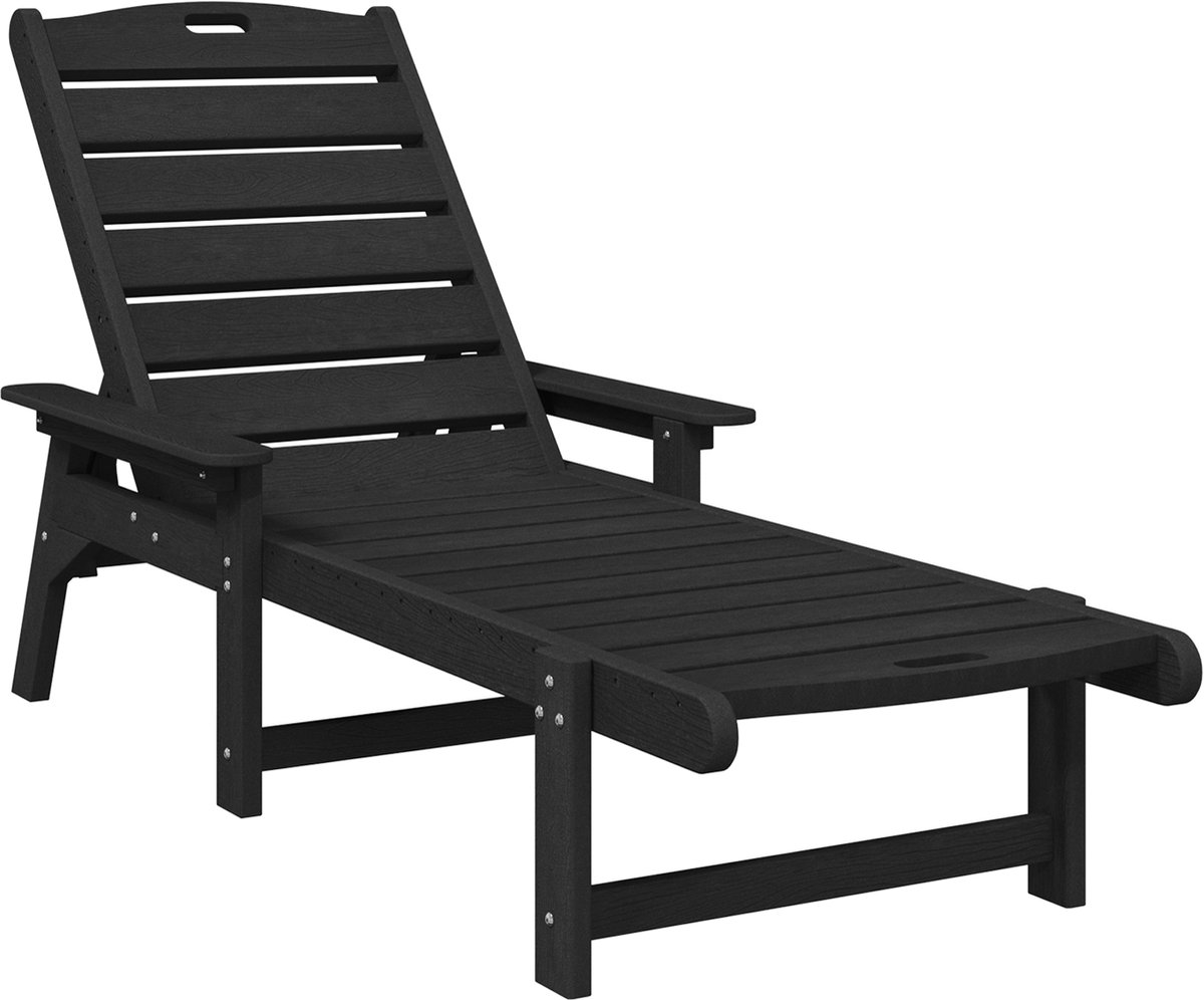 vidaXL - Ligstoel - 2 - st - Polyetheen - Zwart