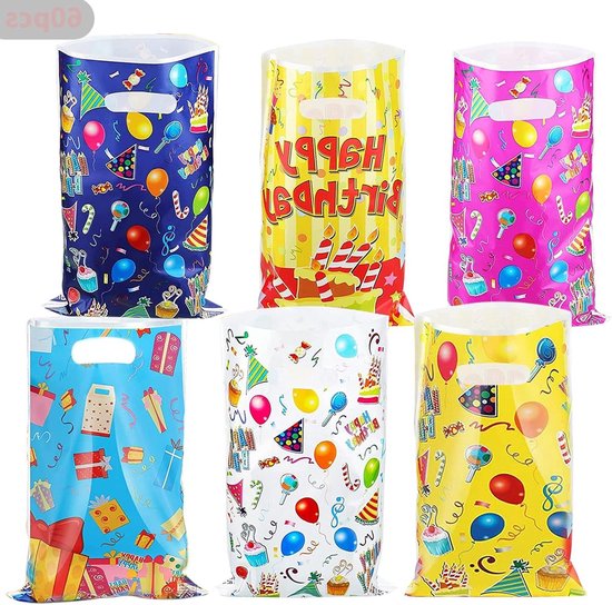 80 stuks verjaardagszakjes, 19 x 13 x 3,5 cm, papieren zakjes voor kinderverjaardag, kleurrijke ronde stippen, cadeauzakjes met 90 stickers voor Kerstmis, bruiloft, feest, kinderverjaardag, feesten