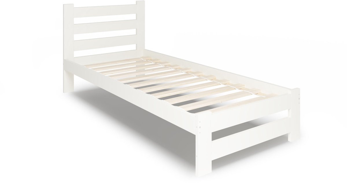 Parwood Nebraska - Houten Bed - 90x200cm - Wit - Skandinavisch Dennehout