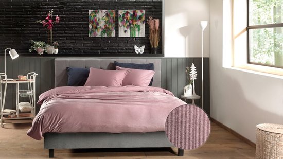 Zohome Dekbedovertrek Velluto-a-Coste - Effen Bedlinnen - 240x220 - Roze - Dekbedhoes van Polyester / Katoen van Zohome — afbeelding 3
