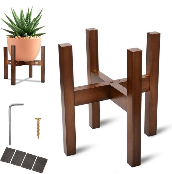 Surplex verstelbare plantenstandaard, retro uitbreidbare houten plantenhouder uit het Surplex verstelbare plantenstandaard, retro uitbreidbare houten plantenhouder uit het