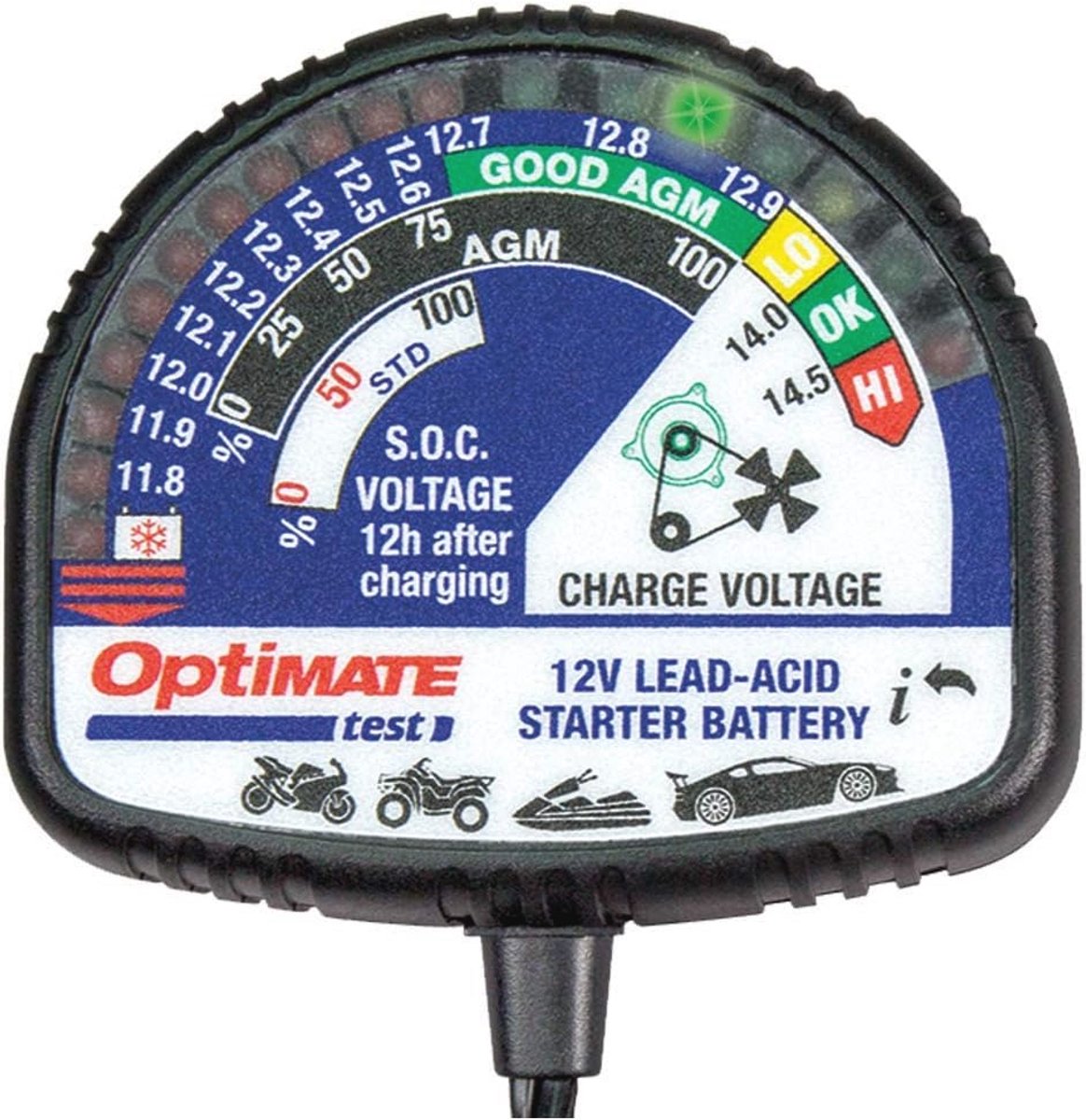 Accu Laadtester voor 12V Lood-zuur Accu - Optimaal Laadpercentage en Spanning Controle